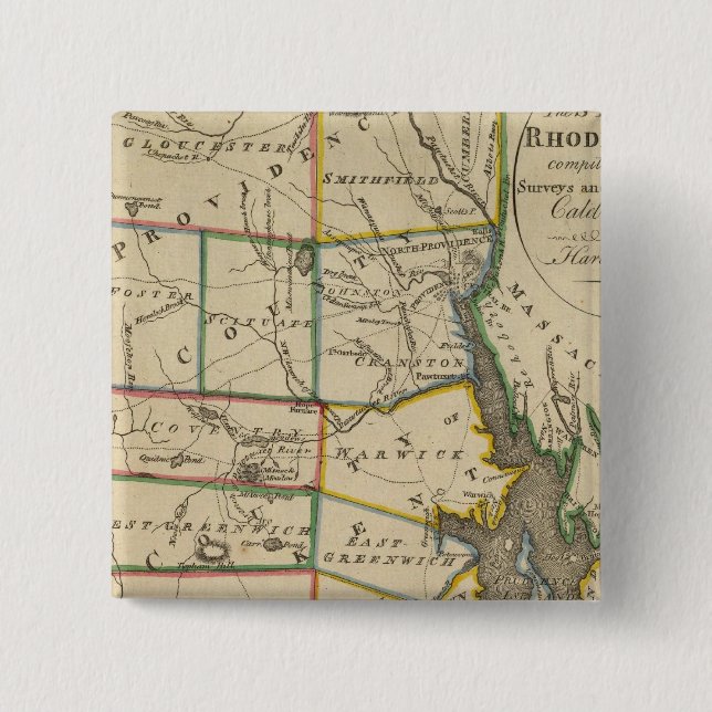 State of Rhode Island 3 2 Inch Square Button (Front)