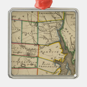 State of Rhode Island 3 Metal Ornament