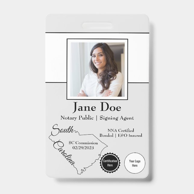 State of South Carolina Notary Badge with QR Code (Front)