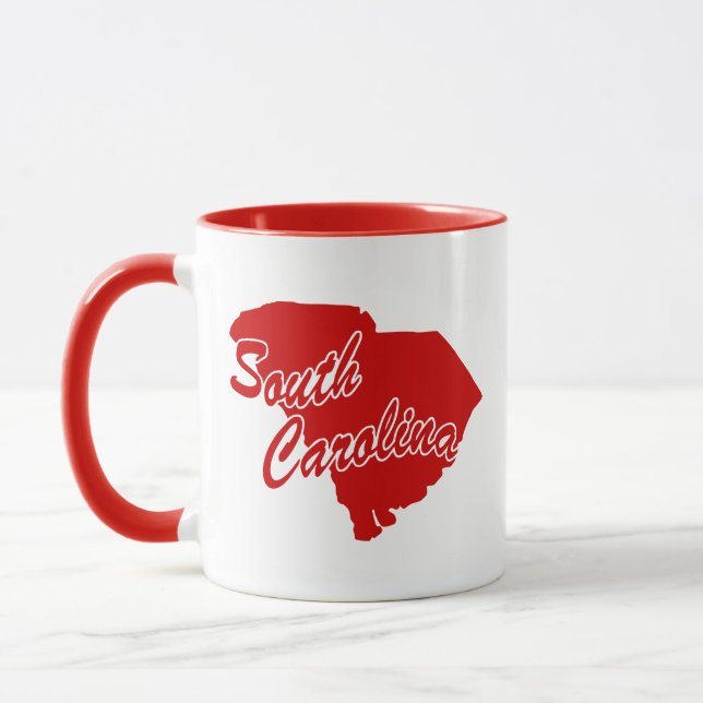 State Of South Carolina Shape Red Mug (Left)