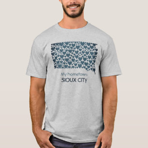 State of South Dakota Silhouette Hearts & Hometown T-Shirt