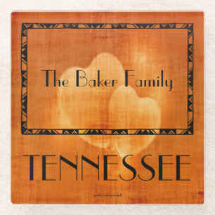 State Of Tennessee Family Name Glass Coaster