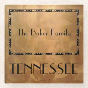 State Of Tennessee Family Name Glass Coaster