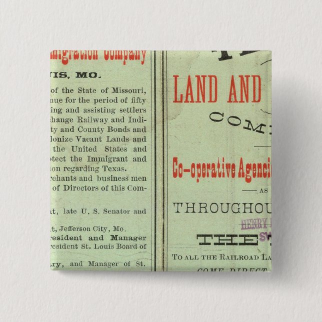 State of Texas 2 Inch Square Button (Front)