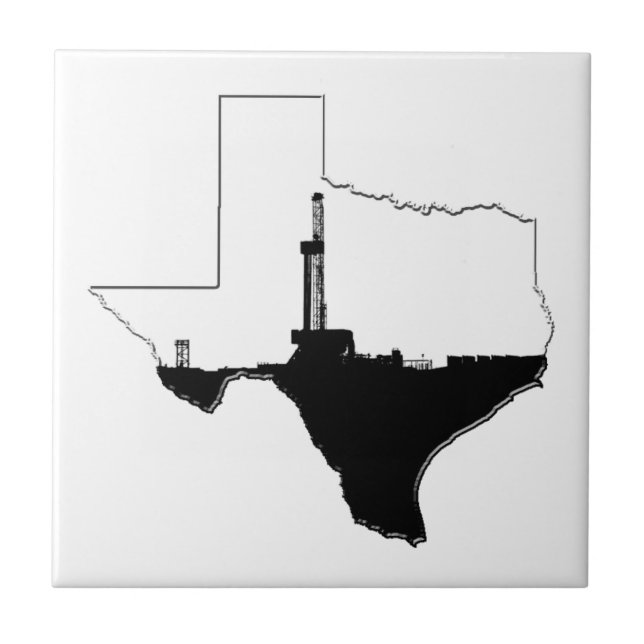 State of Texas and Oil Drilling Rig Tile (Front)