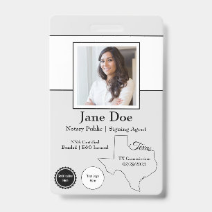 State of Texas Notary Public Badge with QR Code