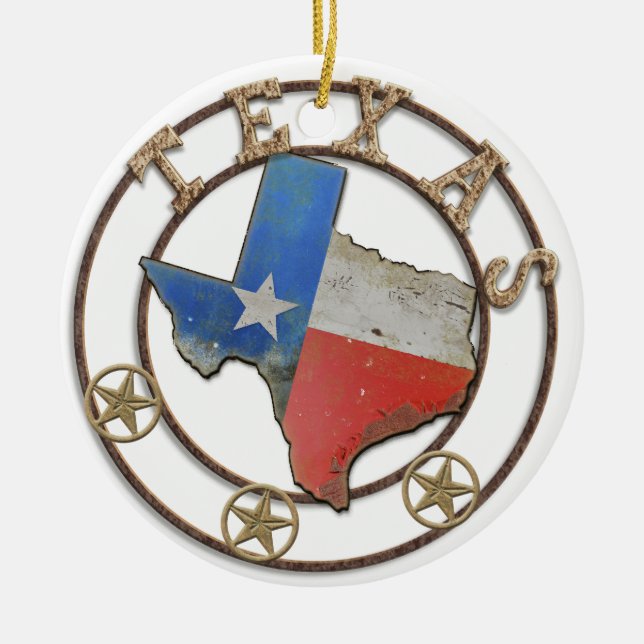 State of Texas Wrought Iron Ceramic Ornament (Front)