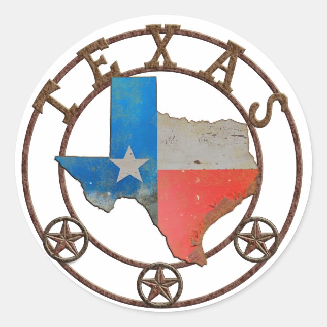 State of Texas Wrought Iron Classic Round Sticker (Front)