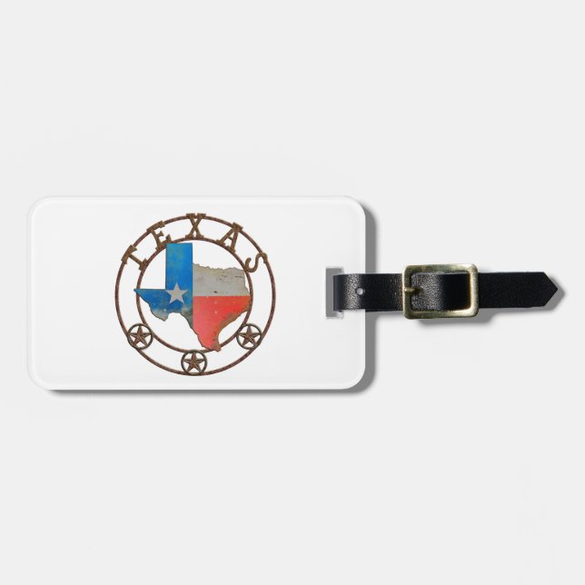 State of Texas Wrought Iron Luggage Tag (Front Horizontal)