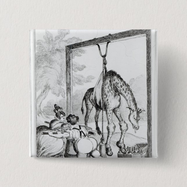 State of the Giraffe, 1829 2 Inch Square Button (Front)
