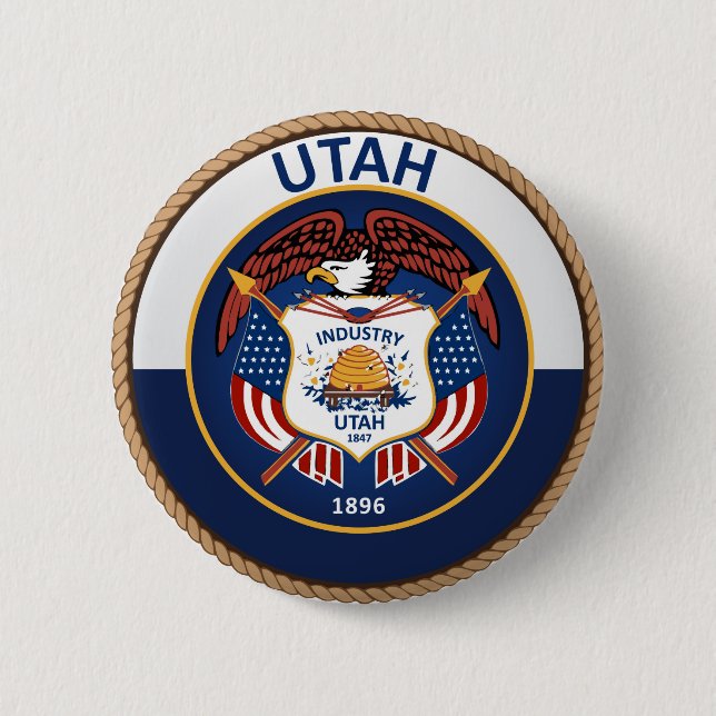 State of Utah Flag Seal Button (Front)