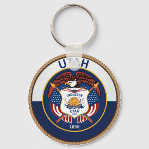 State of Utah Flag Seal Keychain
