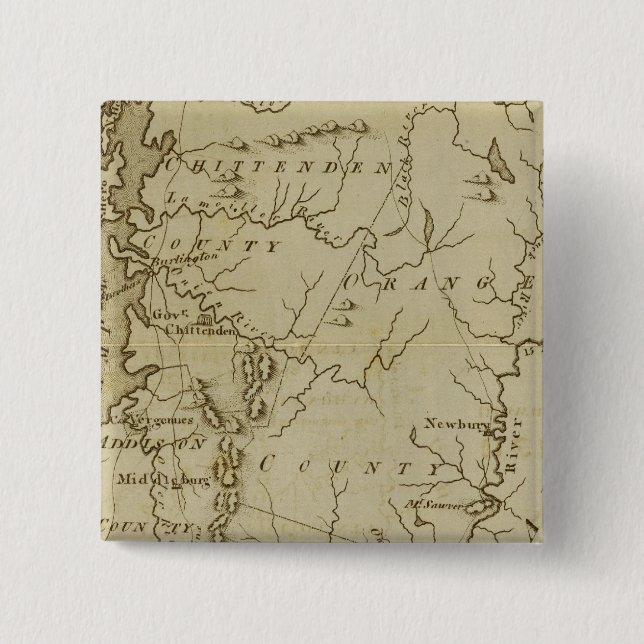 State of Vermont Drawn and Engraved 2 Inch Square Button (Front)