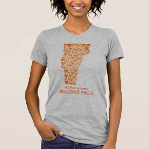 State of Vermont Silhouette Hearts & Hometown T-Shirt