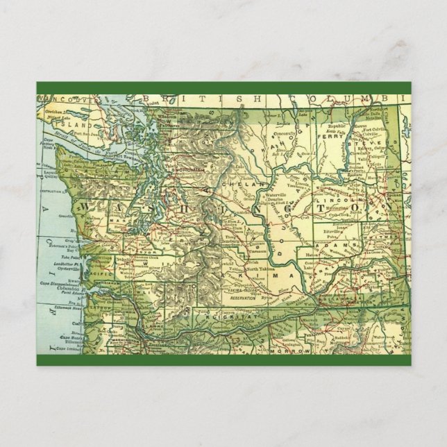 State of Washington Map Postcard (Front)