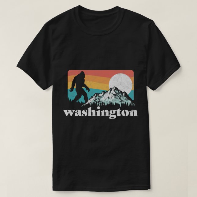State of Washington Pacific Northwest Bigfoot Moun T-Shirt (Design Front)