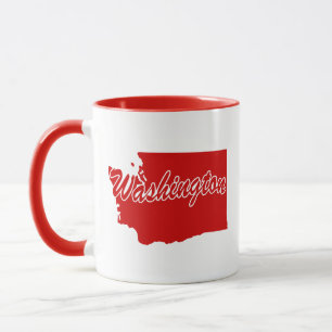 State Of Washington Shape Red Mug