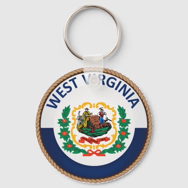 State of West Virginia Flag Seal Keychain (Front)