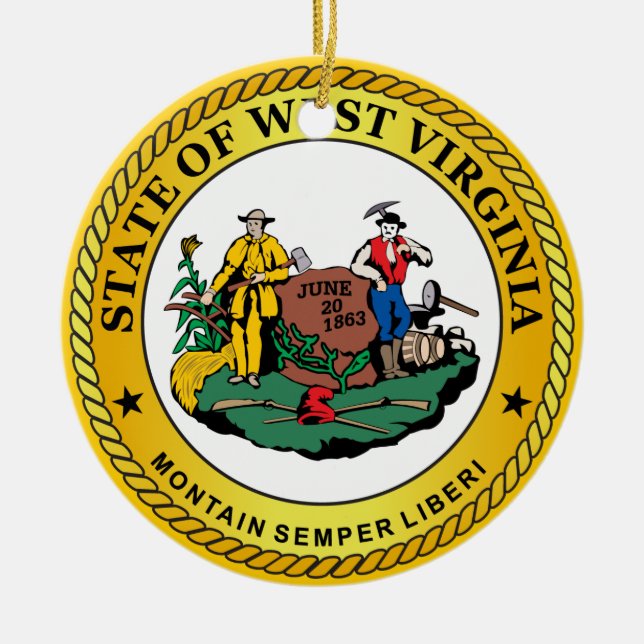 State of West Virginia seal Ceramic Ornament (Front)