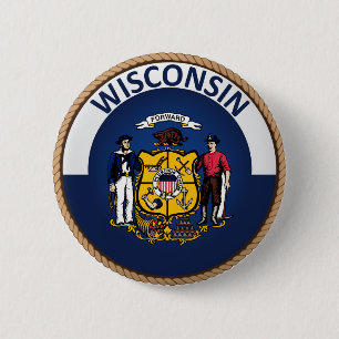 State of Wisconsin Flag Seal Button