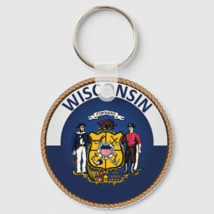 State of Wisconsin Flag Seal Keychain