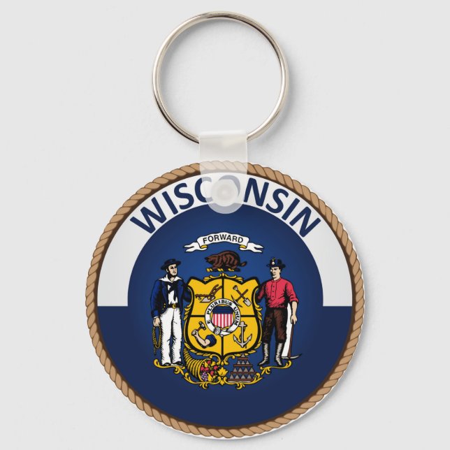 State of Wisconsin Flag Seal Keychain (Front)