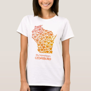 State of Wisconsin Silhouette Hearts Hometown T-Shirt