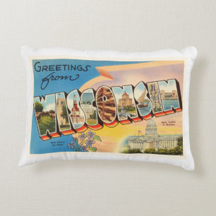 State of Wisconsin WI Old Vintage Travel Souvenir Accent Pillow