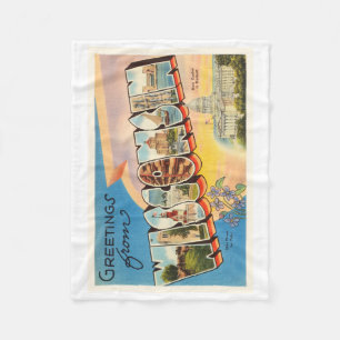 State of Wisconsin WI Old Vintage Travel Souvenir Fleece Blanket