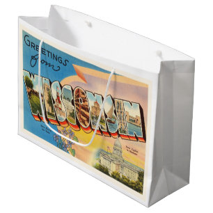 State of Wisconsin WI Old Vintage Travel Souvenir Large Gift Bag