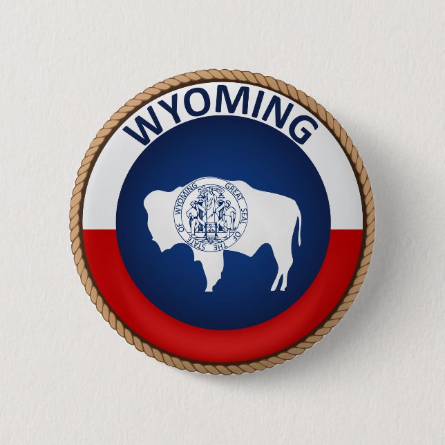 State of Wyoming Flag Seal Button (Front)