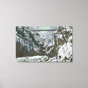 State Park Gorge Suspension Bridge View in Canvas Print