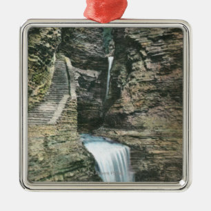 State Park View of Curtain and Cavern Cascades Metal Ornament