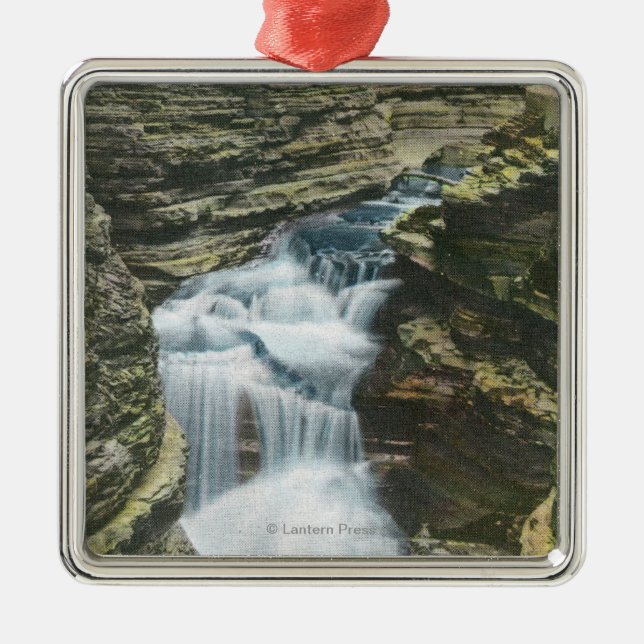 State Park View of Diamond Falls Metal Ornament (Front)