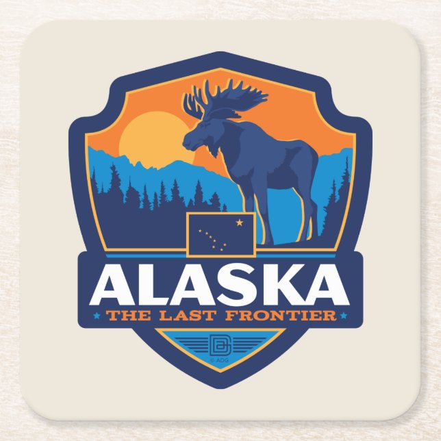 State Pride | Alaska Square Paper Coaster (Front)