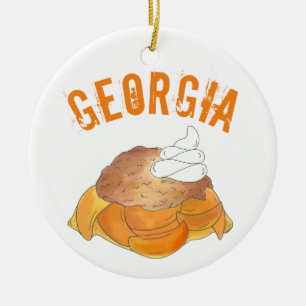 State Pride Atlanta Georgia Southern Peach Cobbler Ceramic Ornament
