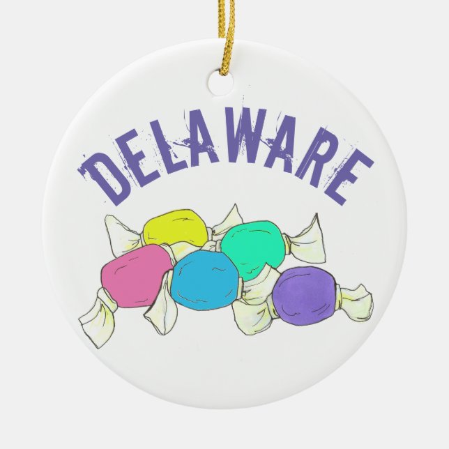 State Pride Delaware Beach Salt Water Taffy Ceramic Ornament (Front)