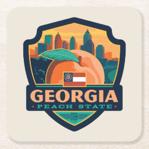 State Pride   Georgia Square Paper Coaster