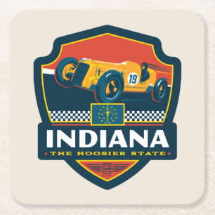 State Pride Indiana Square Paper Coaster