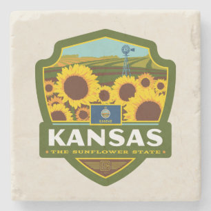 State Pride Kansas Stone Coaster