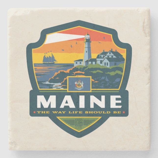 State Pride | Maine Stone Coaster (Front)