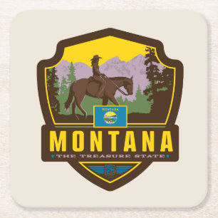 State Pride   Montana Square Paper Coaster