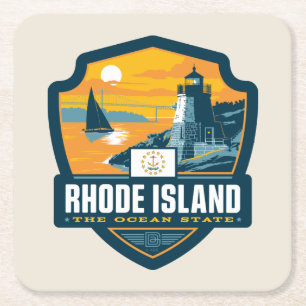 State Pride   Rhode Island Square Paper Coaster