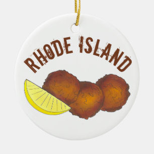 State Pride RI Rhode Island Fried Clam Cakes Ceramic Ornament