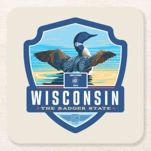 State Pride Wisconsin Square Paper Coaster