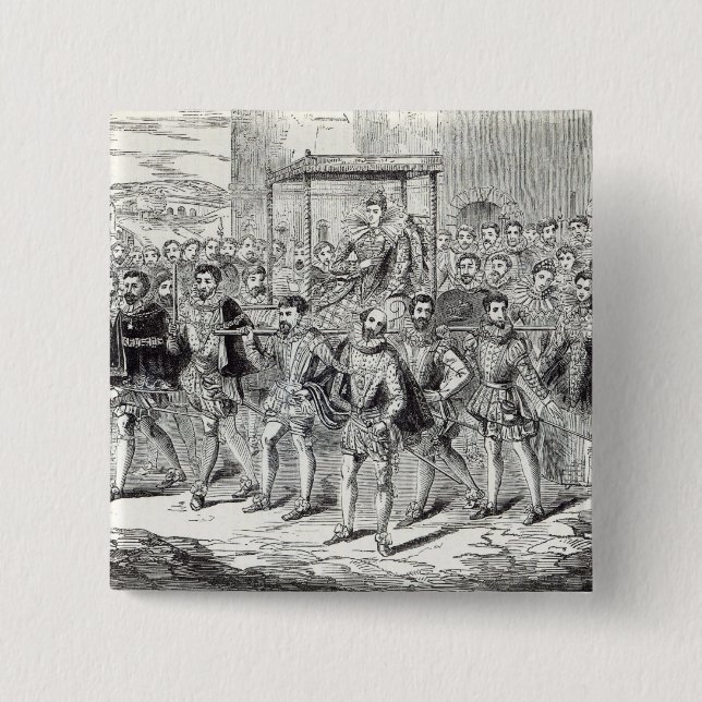 State progress of Queen Elizabeth 2 Inch Square Button (Front)