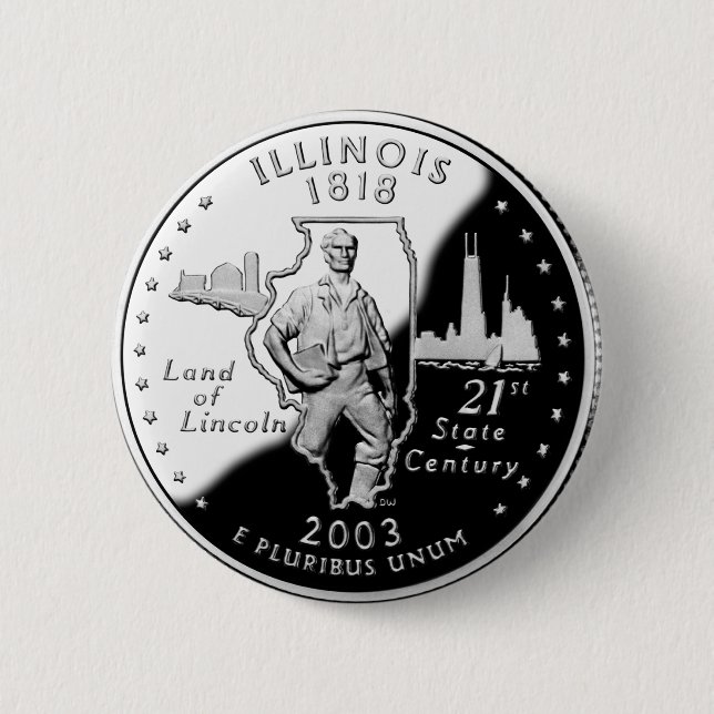State Quarter of Illinois Reverse Side Faux 2 Inch Round Button (Front)