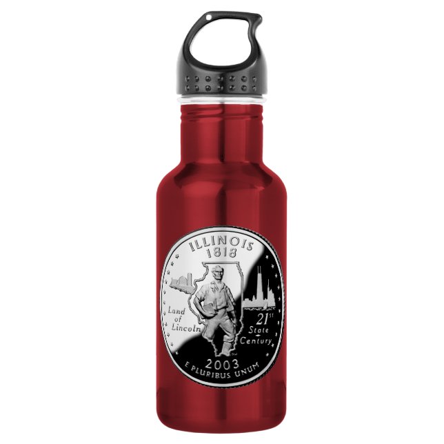 State Quarter of Illinois Reverse Side Faux 532 Ml Water Bottle (Front)