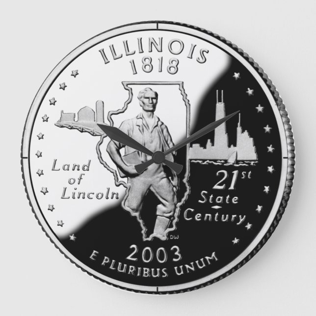 State Quarter of Illinois Reverse Side Faux Large Clock (Front)