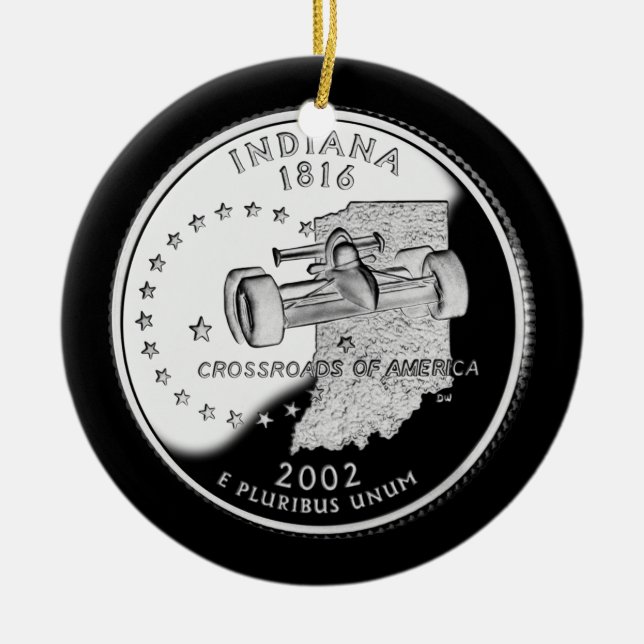 State Quarter of Indiana Reverse Side Faux Ceramic Ornament (Front)